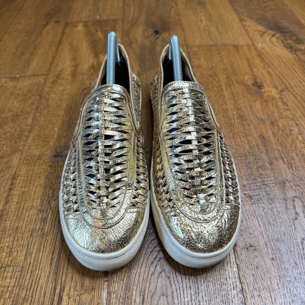 Tory Burch Huarache 2 Slip-On Sneakers Shoes Woven Golden Womens Size 10 M - Picture 2 of 6